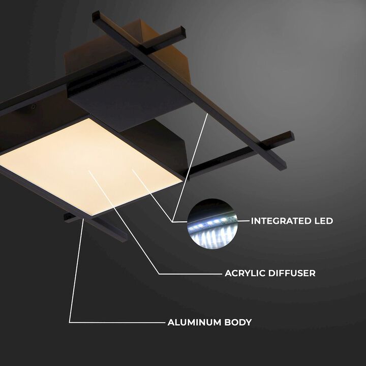 VONN Lighting Integrated LED Ceiling Lighting Rectangular Semi Flush in Black