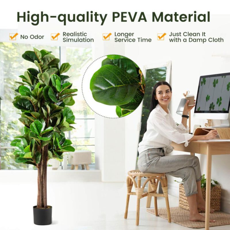 Hivvago 5 Feet Artificial Fiddle Leaf Fig Tree Decorative Planter
