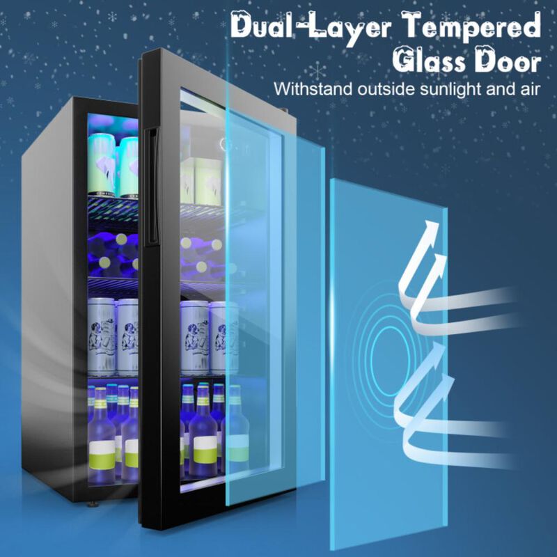 Hivvago 120 Can Beverage Mini Refrigerator with Glass Door