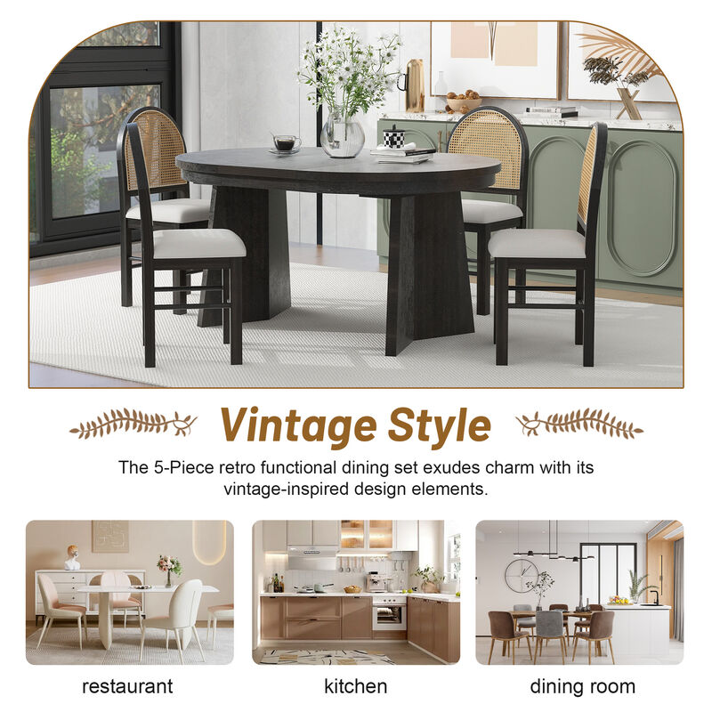 Merax 5-Piece Retro Functional Dining Set