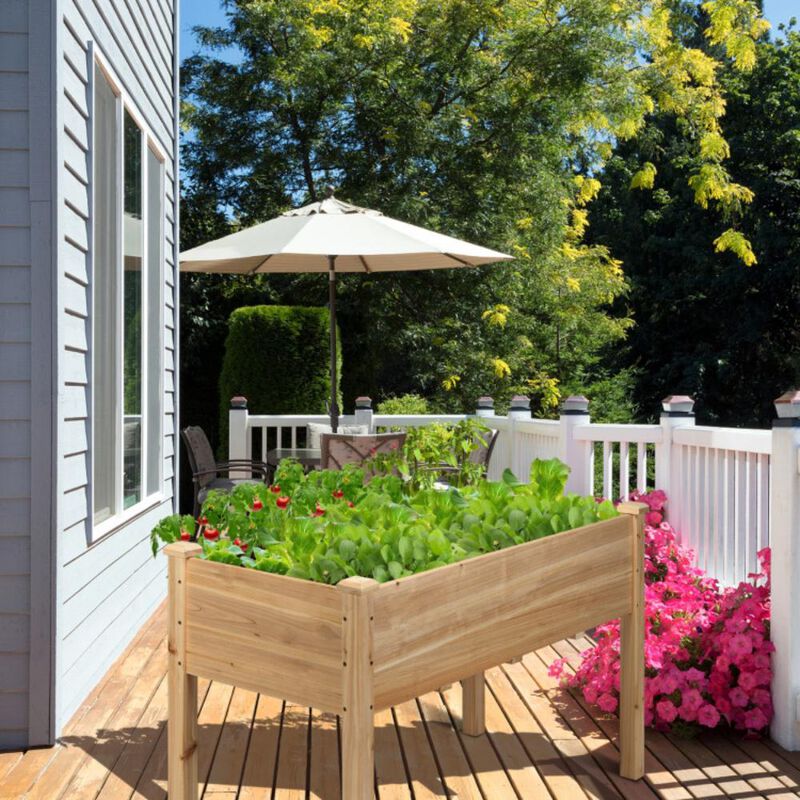 Hivvago Wooden Raised Vegetable Garden Bed Elevated Grow Vegetable Planter