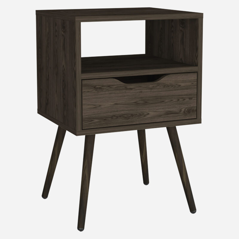 Streamdale Haverson 1-Drawer 1-Shelf Nightstand Dark Walnut