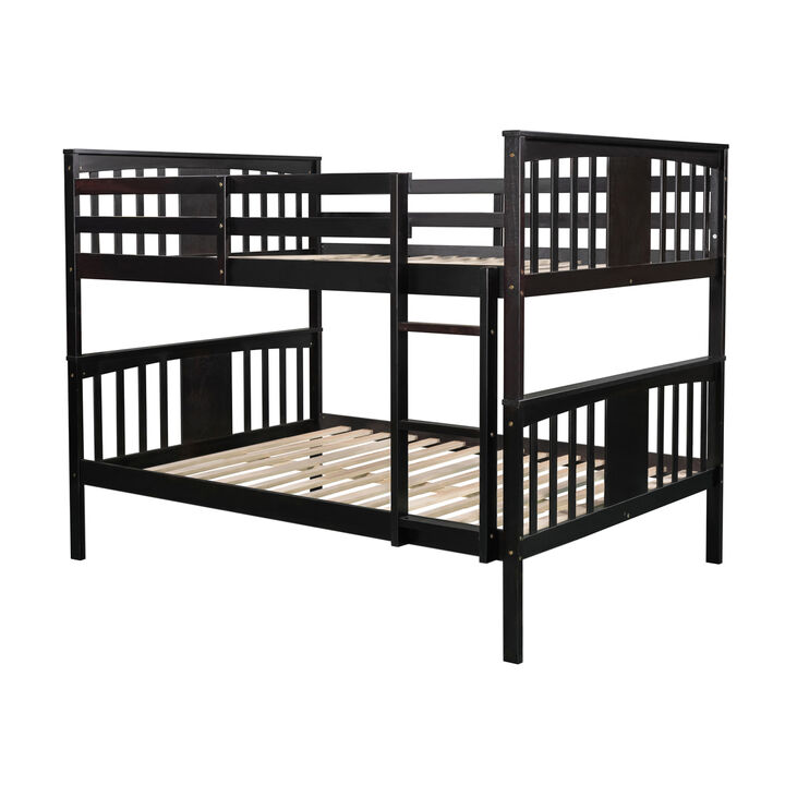 Full Over Full Bunk Bed With Ladder For Bedroom, Guest Room Furniture