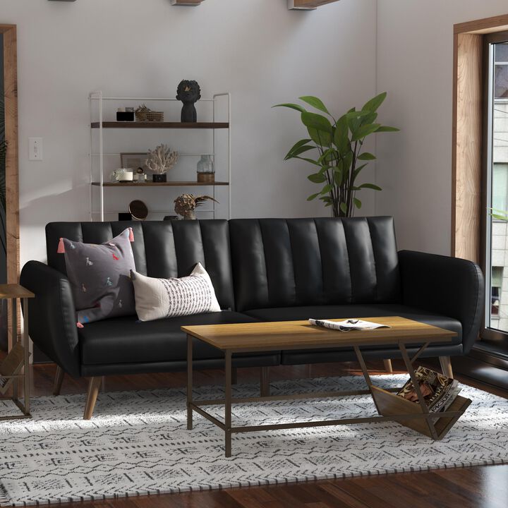 Novogratz Brittany Futon, Black Faux Leather