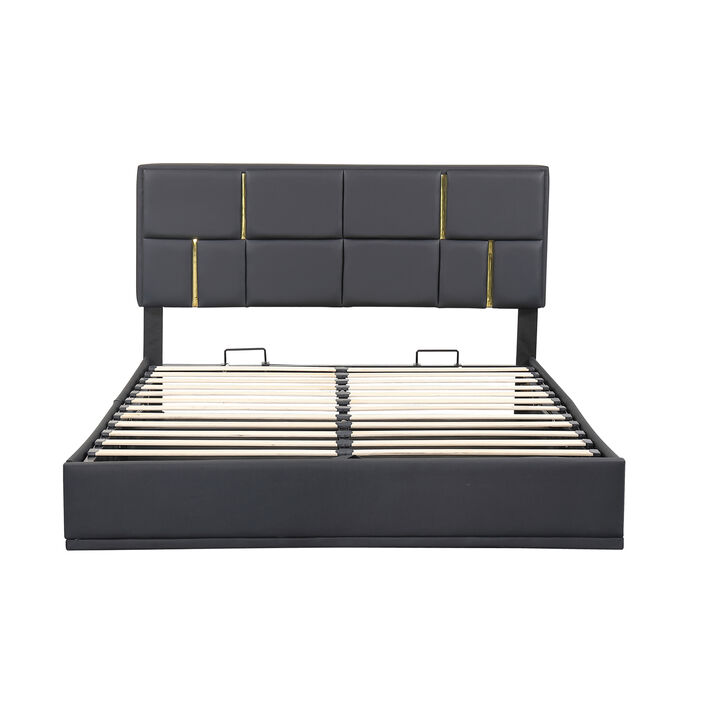 Merax PU Platform Bed with Hydraulic Storage System
