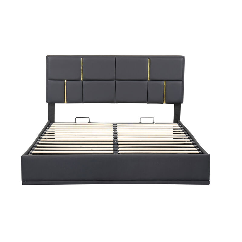 Merax PU Platform Bed with Hydraulic Storage System
