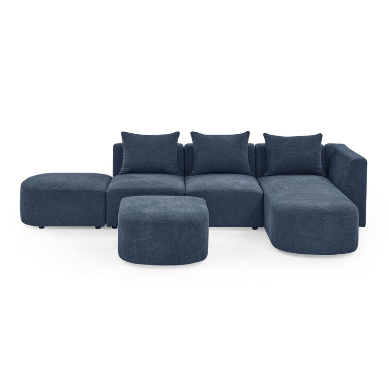 Navy L-Shaped Sectional with Ottoman