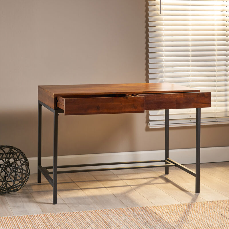Industrial Acacia Wood Storage Desk Durability and Style Combined