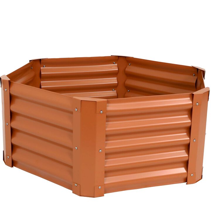 Sunnydaze Powder-Coated Steel Hexagon Raised Garden Bed 41 in