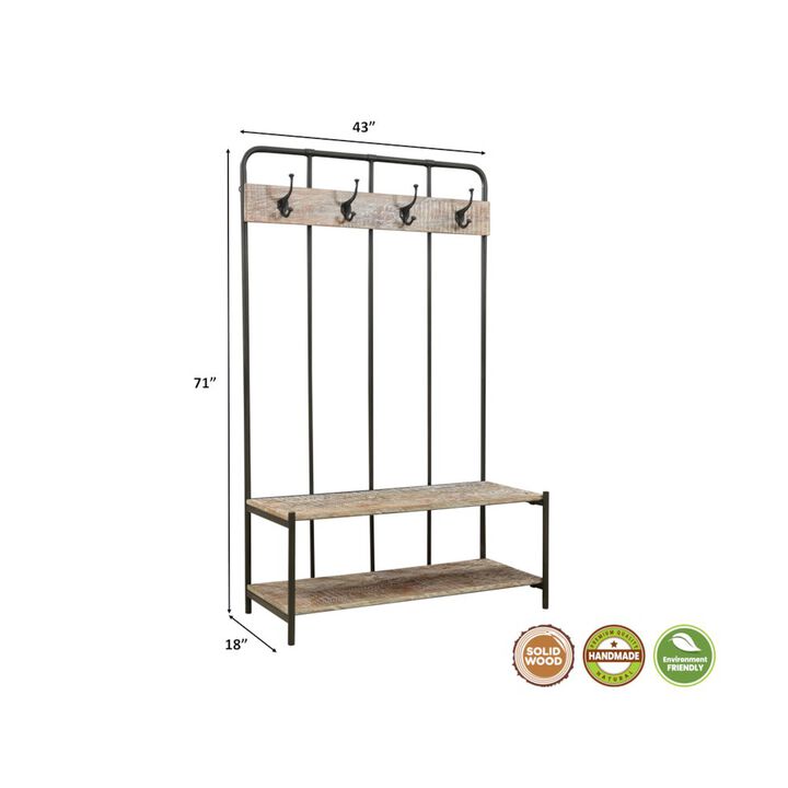 Taran Designs Sylvia Solid Wood Hall Tree Bench