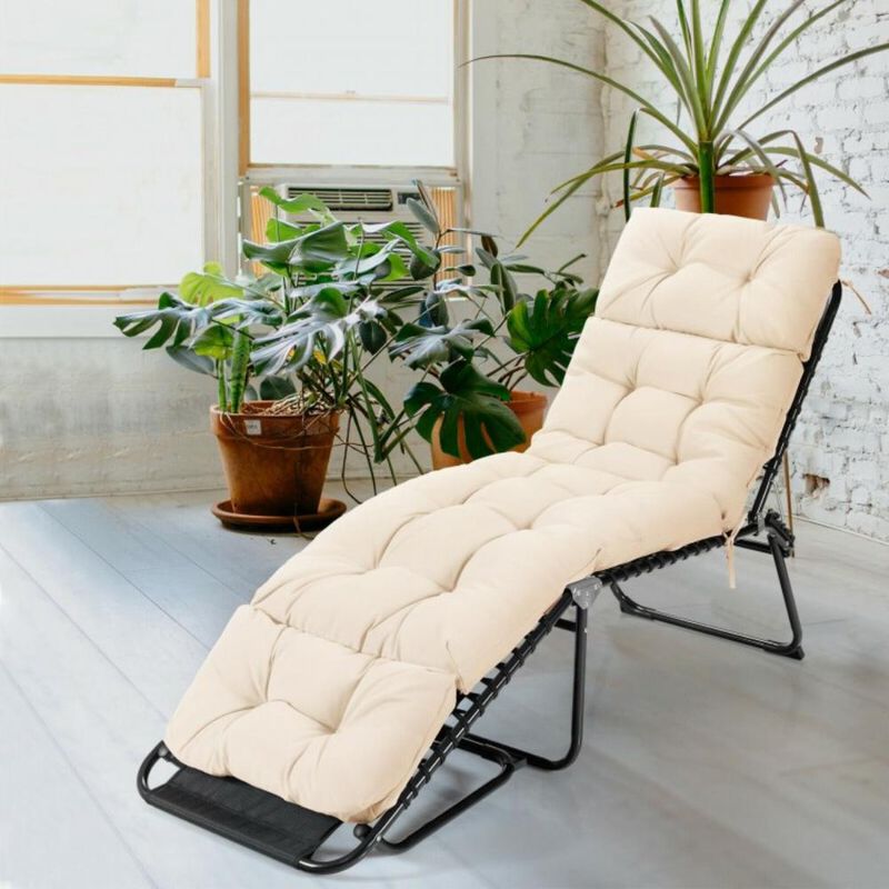 Outdoor Lounge Chaise Cushion with String Ties for Garden Poolside