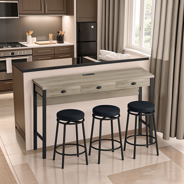 Merax 3-Drawer Dining Table with Stools Dining Set