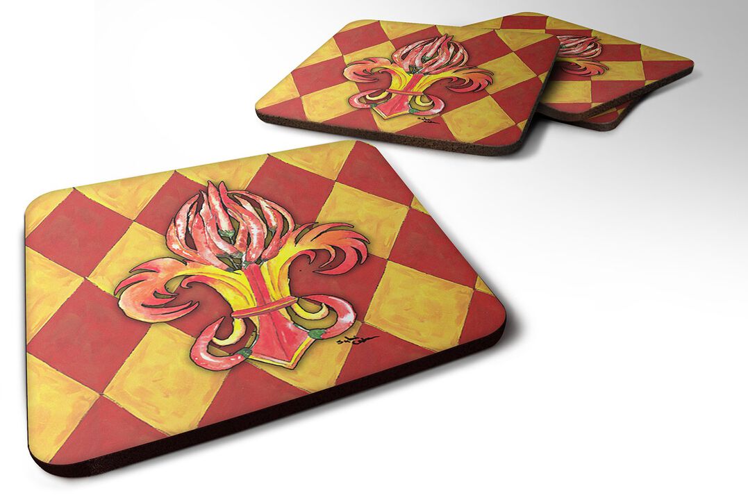 Caroline's Treasures 8499FC Hot Peppers Foam Coasters (Set of 4), 3.5 H x 3.5 W, Multicolor