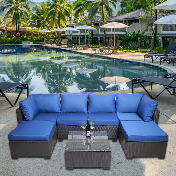 Merax Outdoor Garden Patio Furniture 7-Piece Sofa Sets