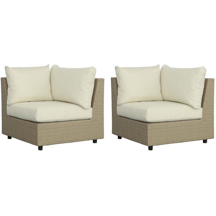 2pc Resin Wicker Outdoor Corner Chairs - 35"