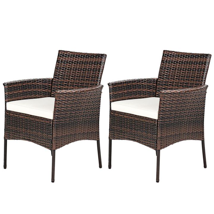 Hivvago 2 Pieces Outdoor PE Rattan Armchairs with Removable Cushions