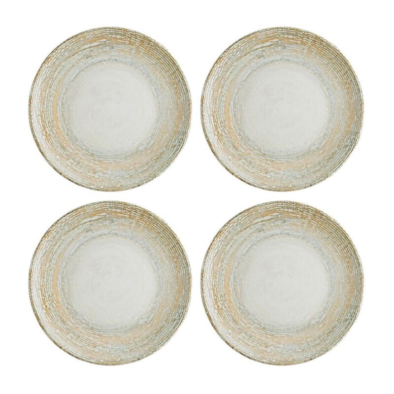Patera dia.10" Round Decorated Porcelain Plate (Set of 4)