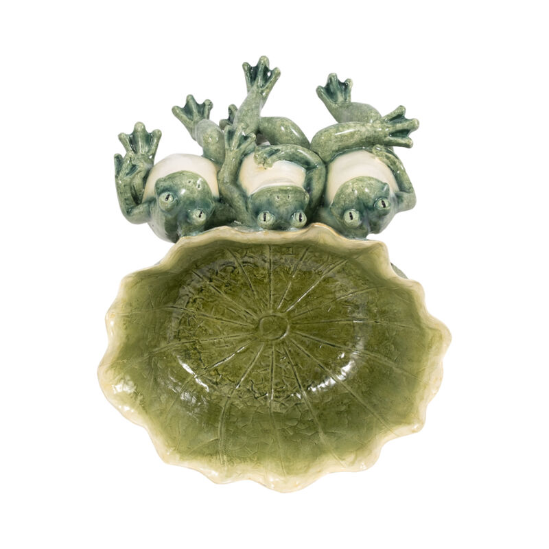 12" Three Sitting Frogs Planter