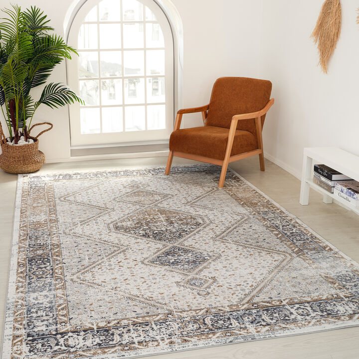 Atlas Persian Distressed Beige Grey Indoor Area Rug