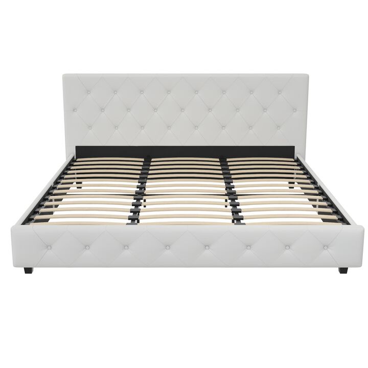 Atwater Living Dana Upholstered Bed, Queen, White Faux Leather
