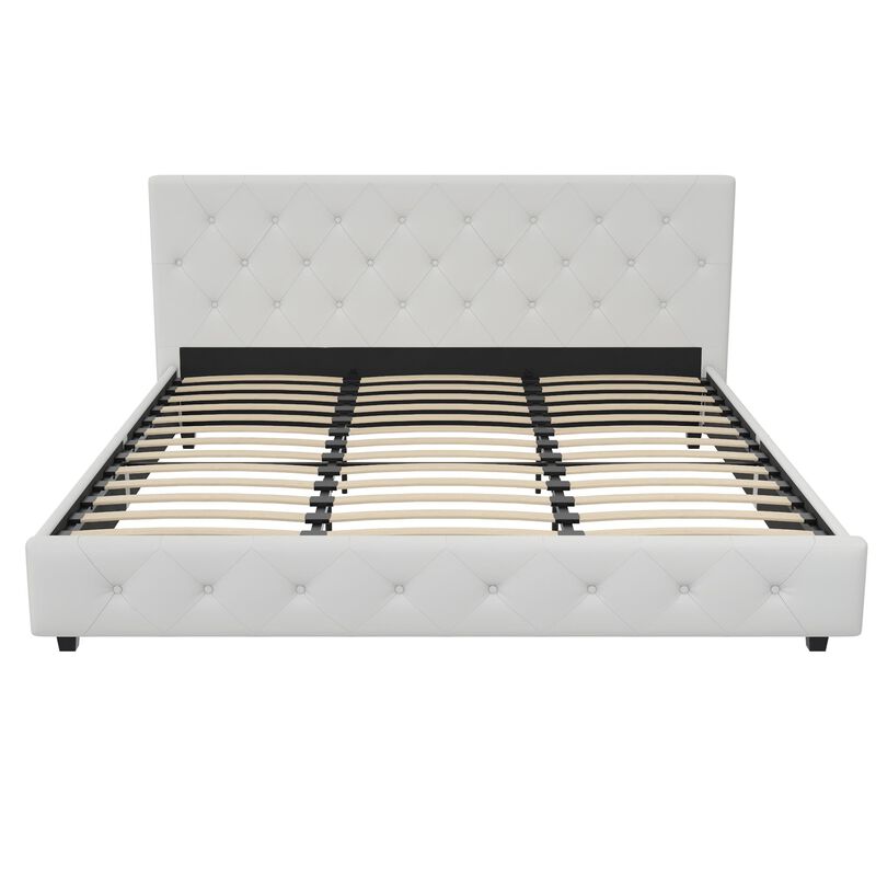 Atwater Living Dana Upholstered Bed, Queen, White Faux Leather