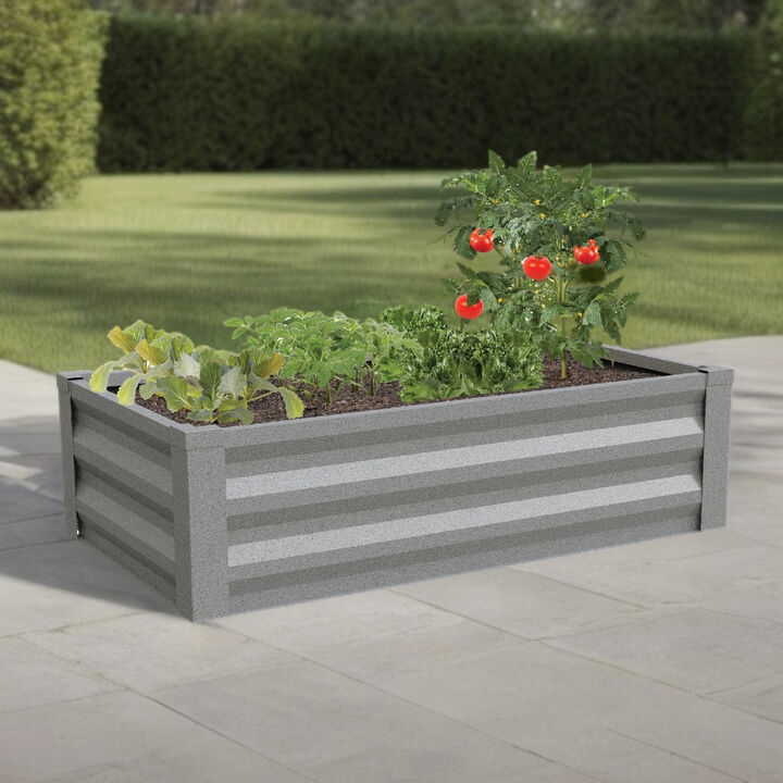 QuikFurn Gray Powder Coated Metal Raised Garden Bed Planter Made In USA