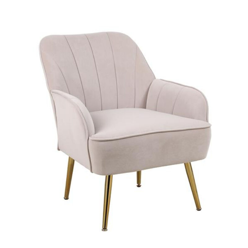 Upholstered Sherpa and Velvet Accent Chair for Home or Office