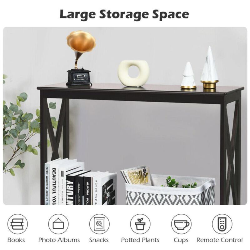 Hivvago 2-Tier Console X-Design Sofa Side Accent Table