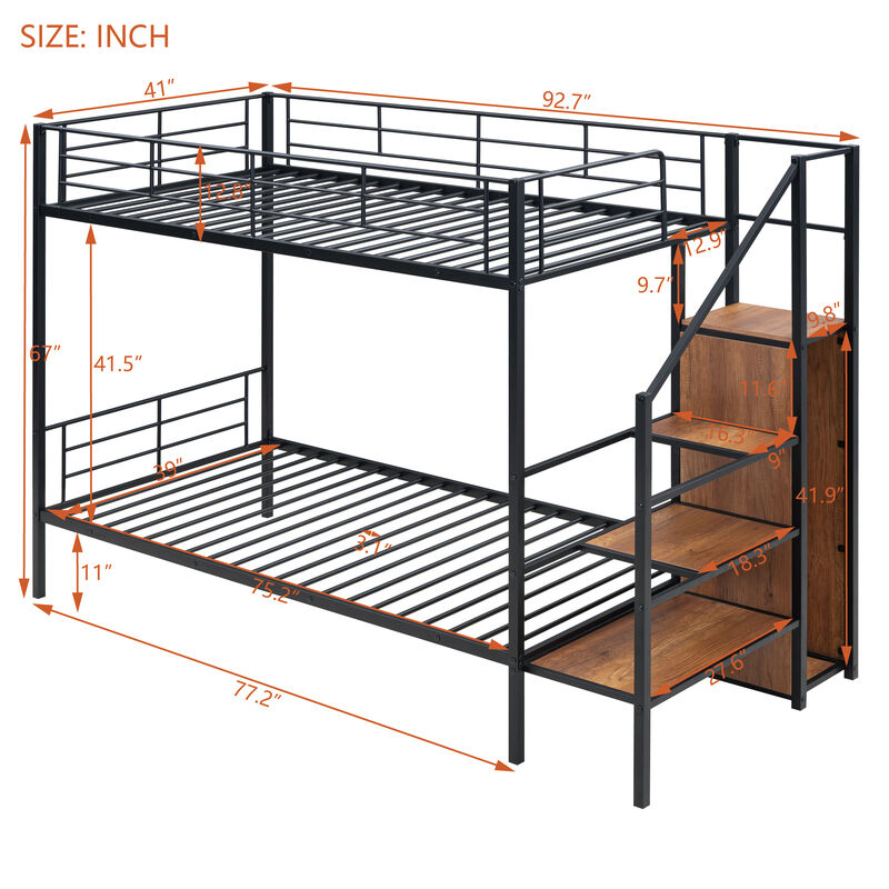 Merax Metal Bunk Bed with Lateral Storage Ladder