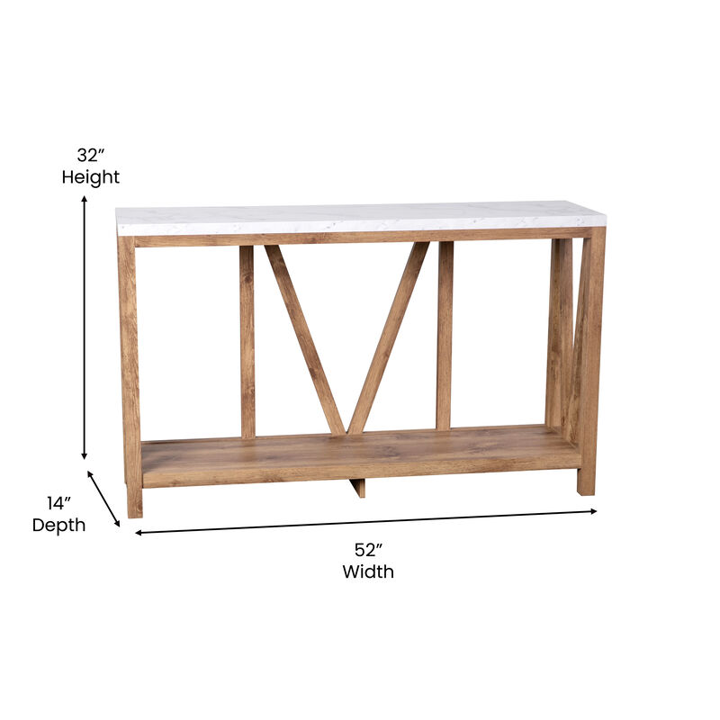 Warm Oak/Marble Entry Table