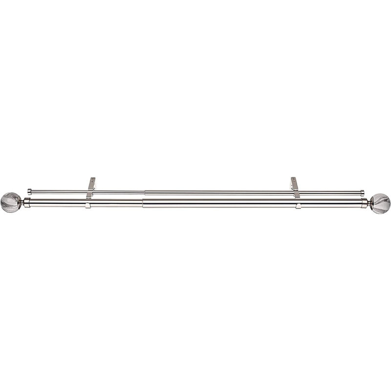 Linen Avenue Grey Stone Double Window Curtain Rod Set, 48 to 86-Inch, Brushed Nickel