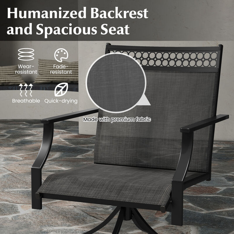 Patio Swivel Dining Chairs Set of 2 with Heavy-duty Metal Frame and Armrests