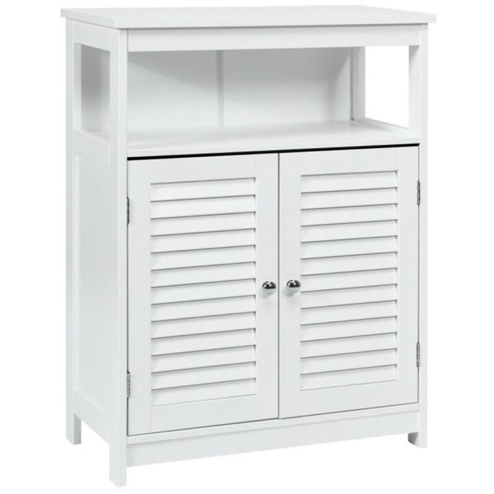 Hivvago Wood Freestanding Bathroom Storage Cabinet with Double Shutter Door