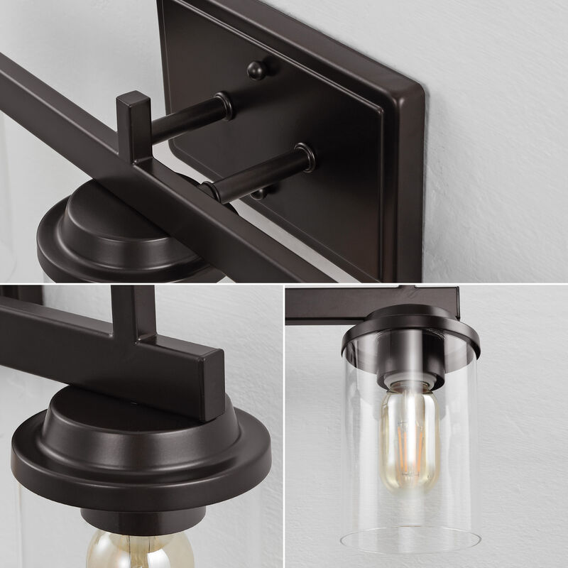 Liam 23.25" 3-Light Farmhouse Industrial Vanity Light with Bathroom Hardware Accessory 5-Piece Set