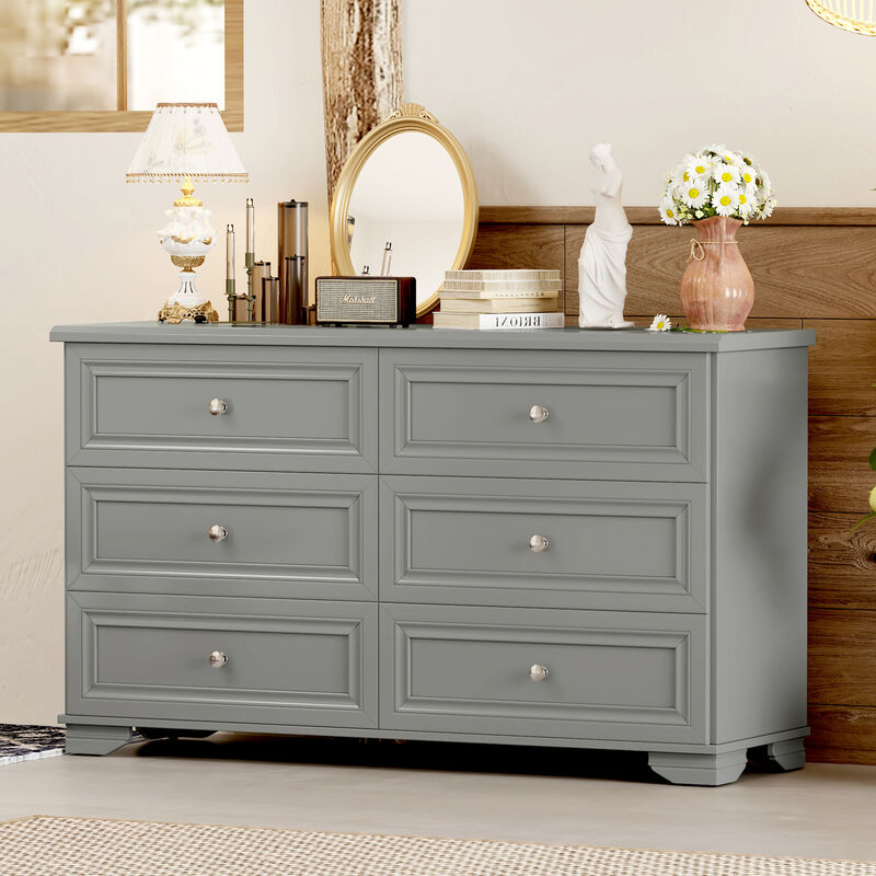 Merax 6 Drawers Dresser Storage Cabinet with Metal Handles