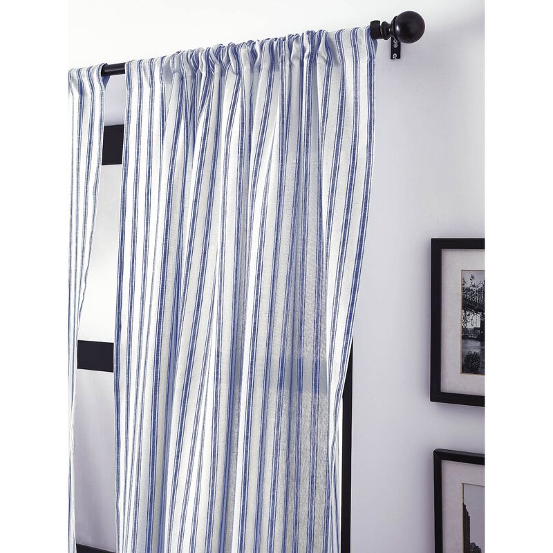 Solino Home 100% Pure Linen Capri Ticking Stripe Curtain
