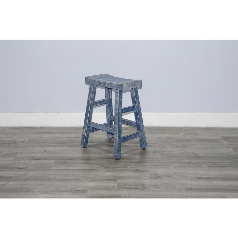 Sunny Designs Ocean Blue Counter Saddle Seat Stool, Wood Seat