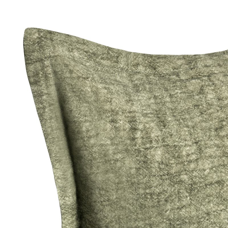 Pixie Throw Pillow, Self Flange, 22 Inch Green Cotton Linen Blend - Benzara