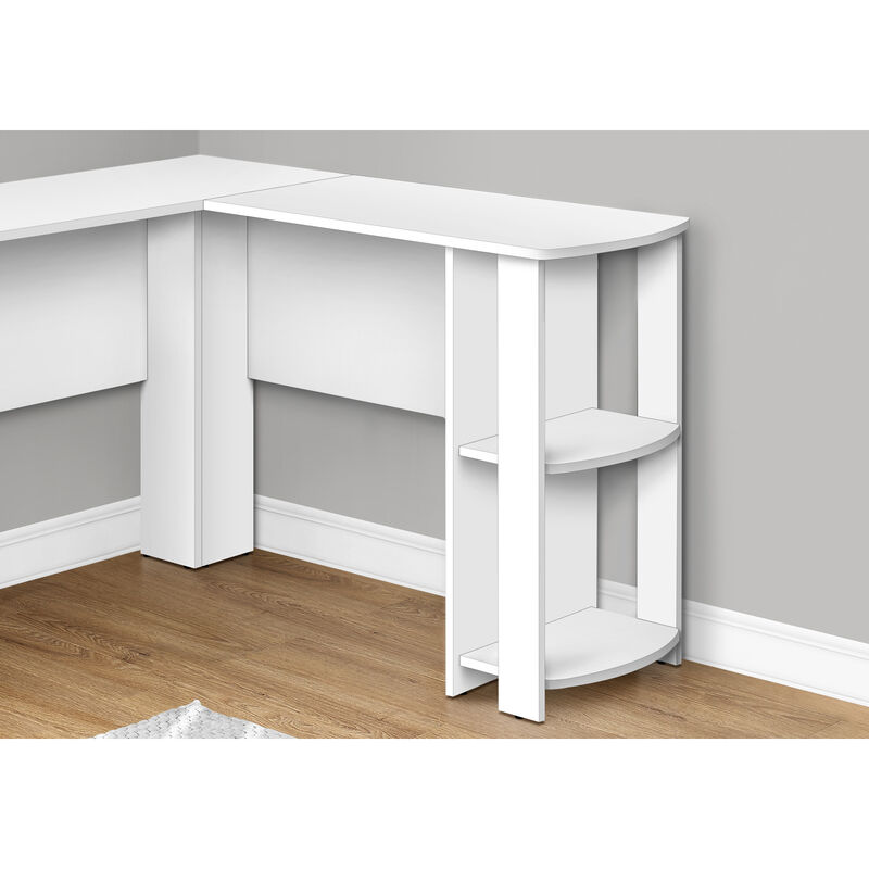 Monarch Specialties I 7723 Computer Desk, Home Office, Corner, Storage Shelves, 48"L, L Shape, Work, Laptop, Laminate, White, Contemporary, Modern