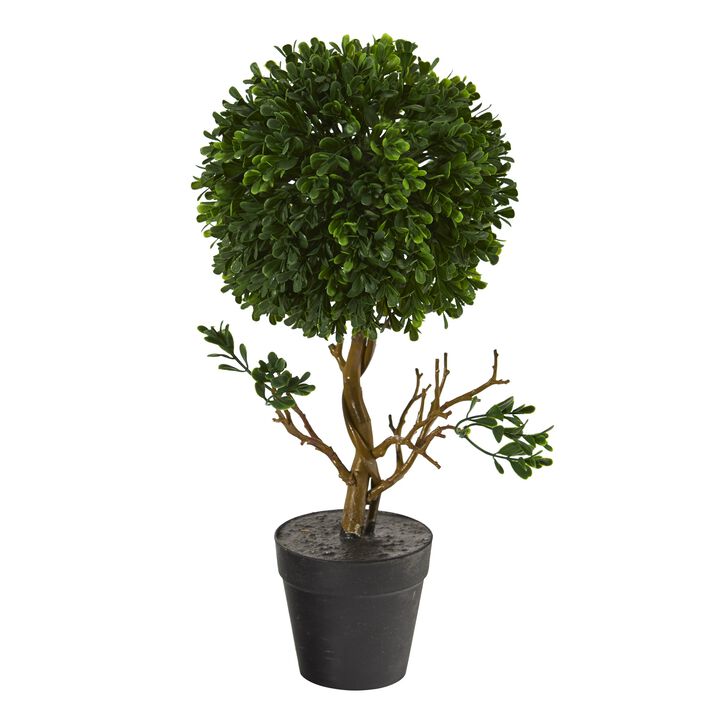 Hivvago 15 Inches Boxwood Topiary Artificial Tree UV Resistant (Indoor/Outdoor)