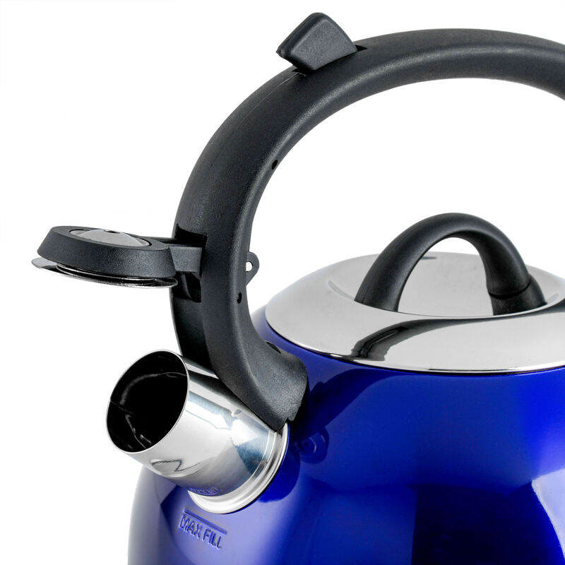 Mr. Coffee Flintshire 1.75 Quart Whistling Stovetop Tea Kettle in Blue
