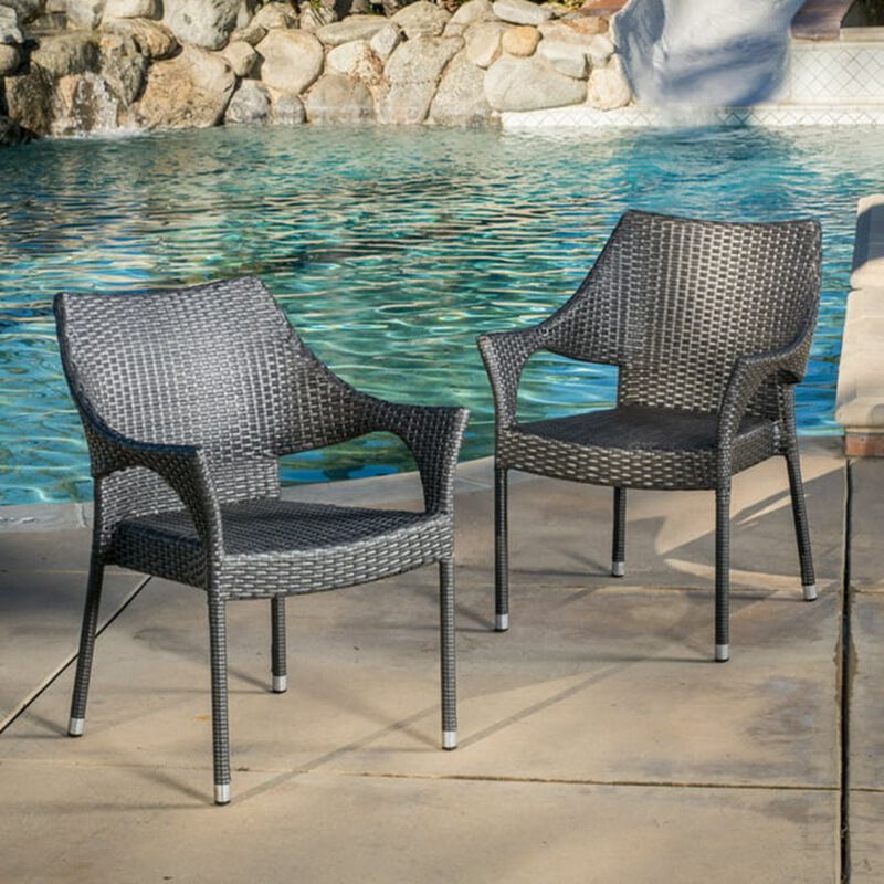 Merax PE Wicker Armchair Dining Lounge Chairs for Outdoor Indoor ( 1 PCS)