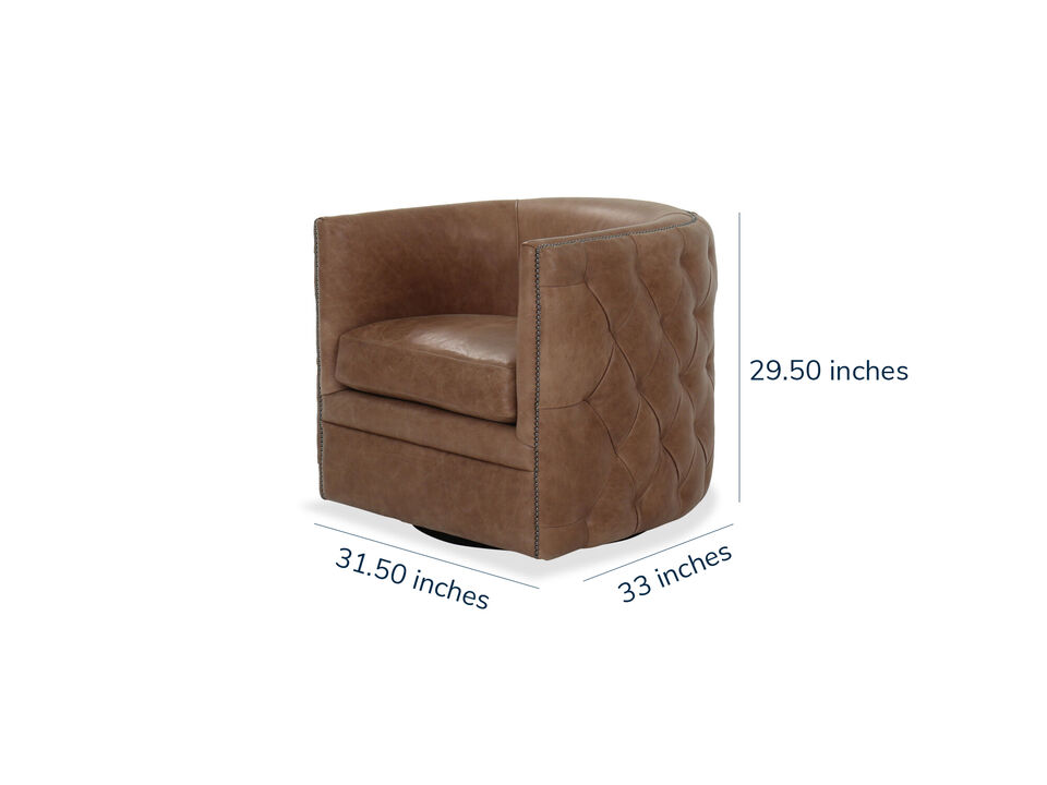 Bernhardt Palazzo Brown Leather Swivel Chair 
