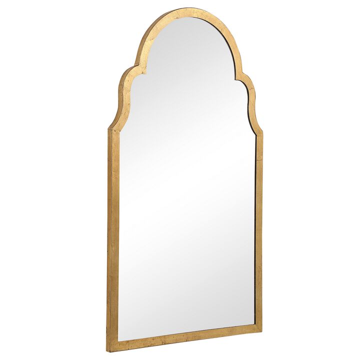 Sleek Elongated Quatrefoil Frame Mirror, Gold-Benzara