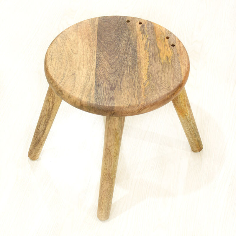 Handmade 100% Mango Wood Kids Orange Color Round Shaped Rabbit Theme Indoor Table & Chair