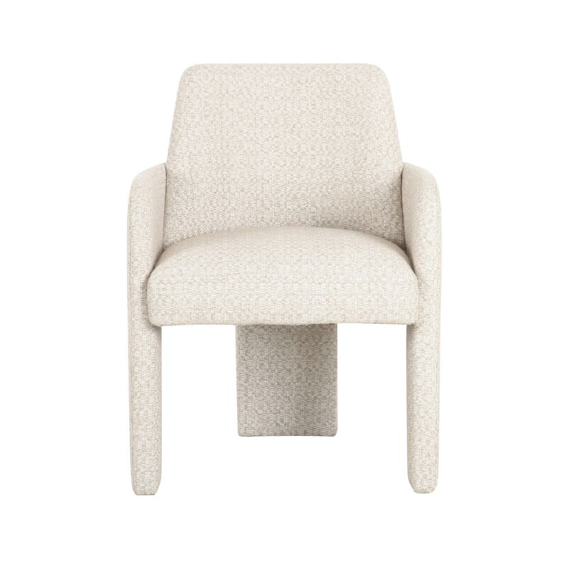24 Inch Dining Chair, Windsor Back, 3 Panel Legs, Soft Beige Linen Fabric - Benzara