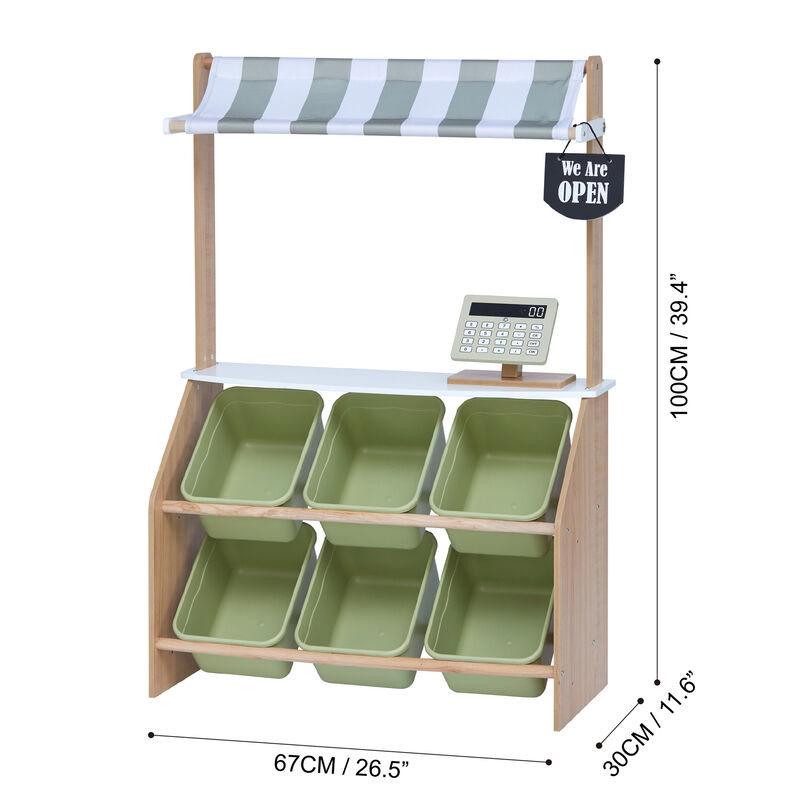 Teamson Kids - Little Helper Market Play Stand Play Kitchen - Olive Green