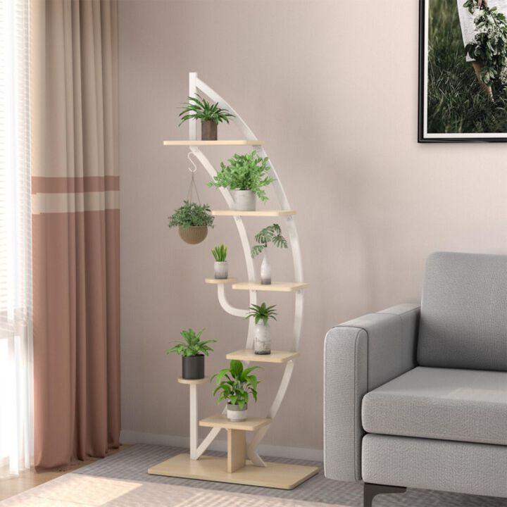 Hivvago 6-Tier 9 Potted Metal Plant Stand Holder Display Shelf with Hook