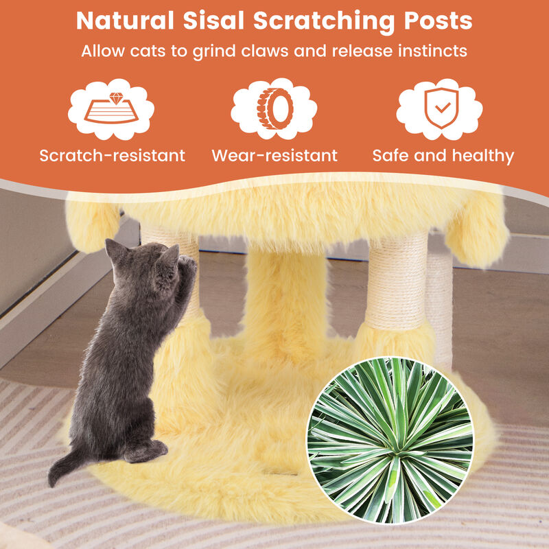 Cute Monster-Themed Cat Tower with 2 Condos, Scratching Posts & 3-Level Activity Center