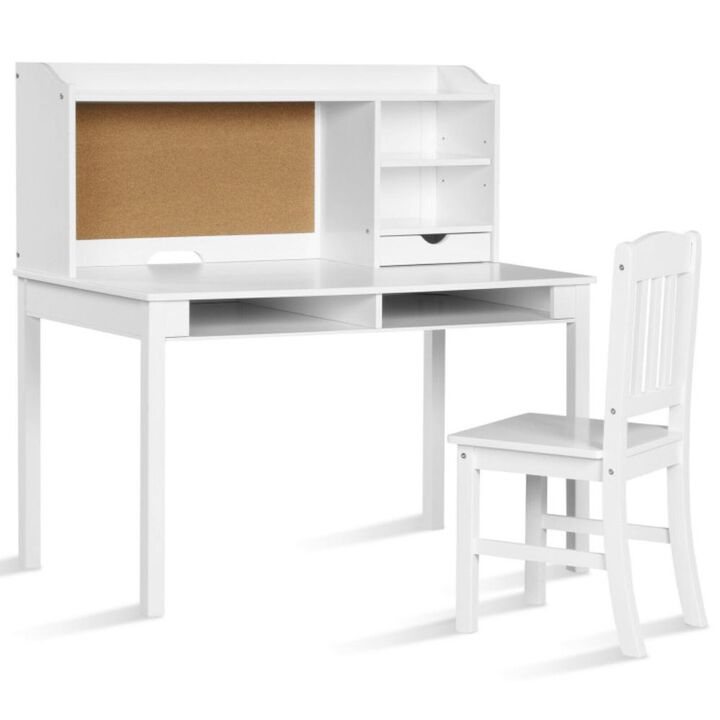 Hivvago Kids Desk and Chair Set Study Writing Desk with Hutch and Bookshelves